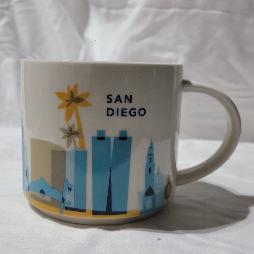 Starbucks San Diego Mug - White, Blue, and Yellow